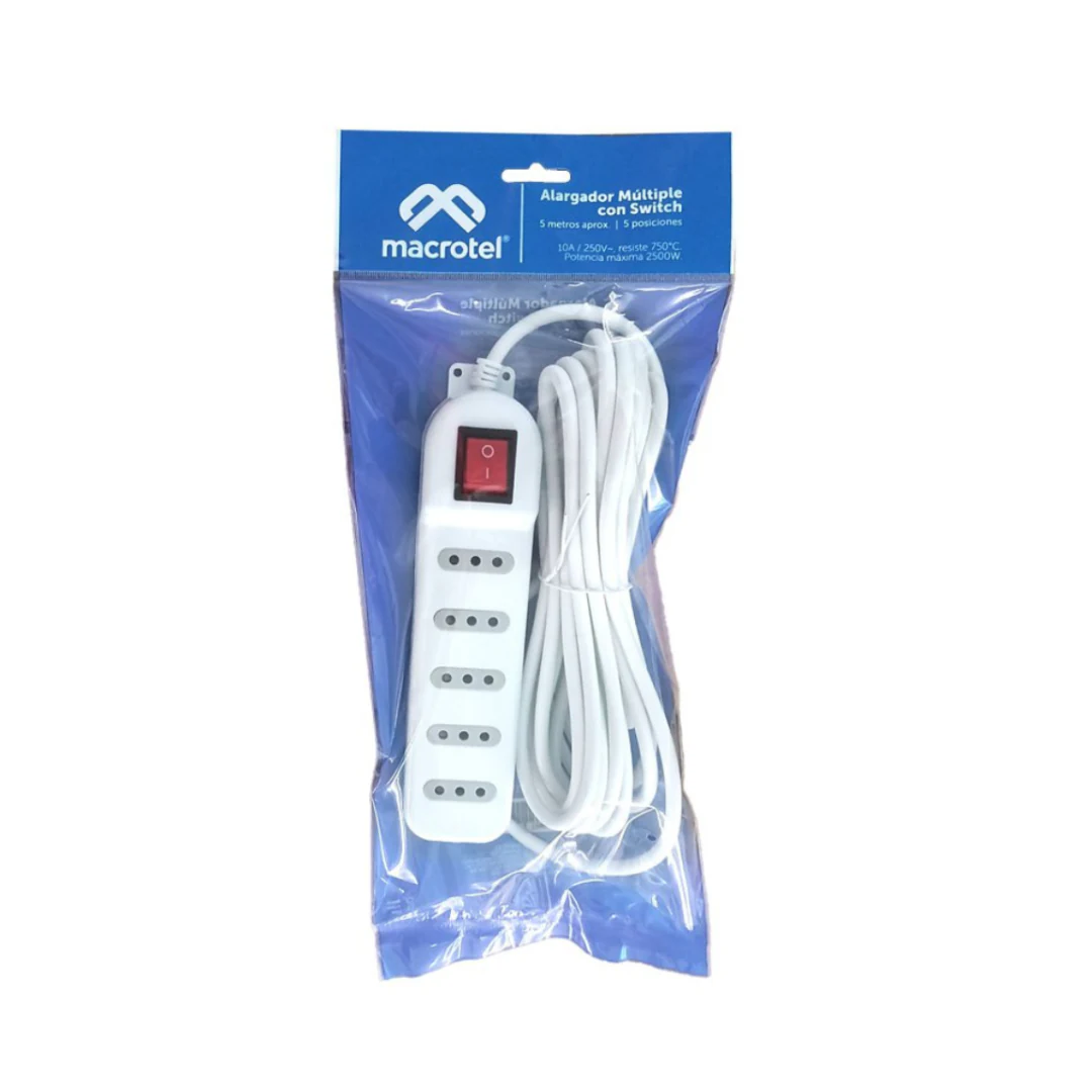 Alargadores Zapatilla 5tomas Corriente 5mts C/switch. increible