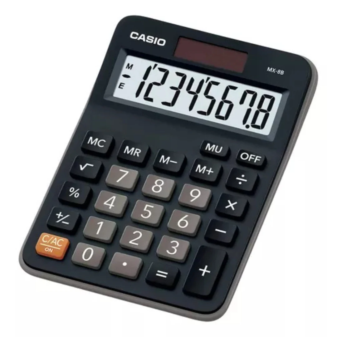 Calculadora De Sobremesa Casio Mx 8b W Dc Negra Color Negro. increible
