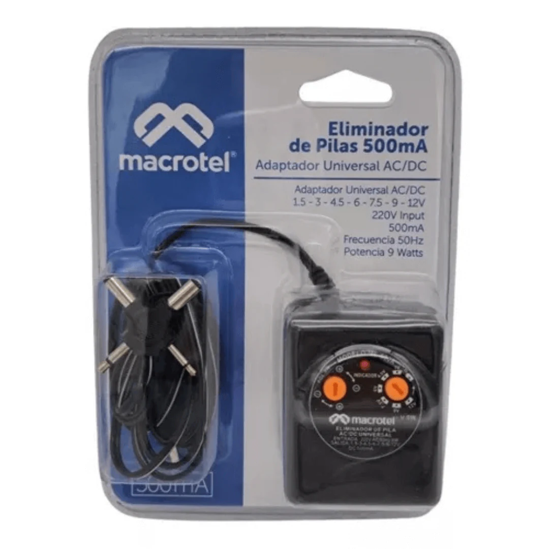 Eliminador De Pilas 500ma- Adaptador Universal Ac/dc Macrotel. increible