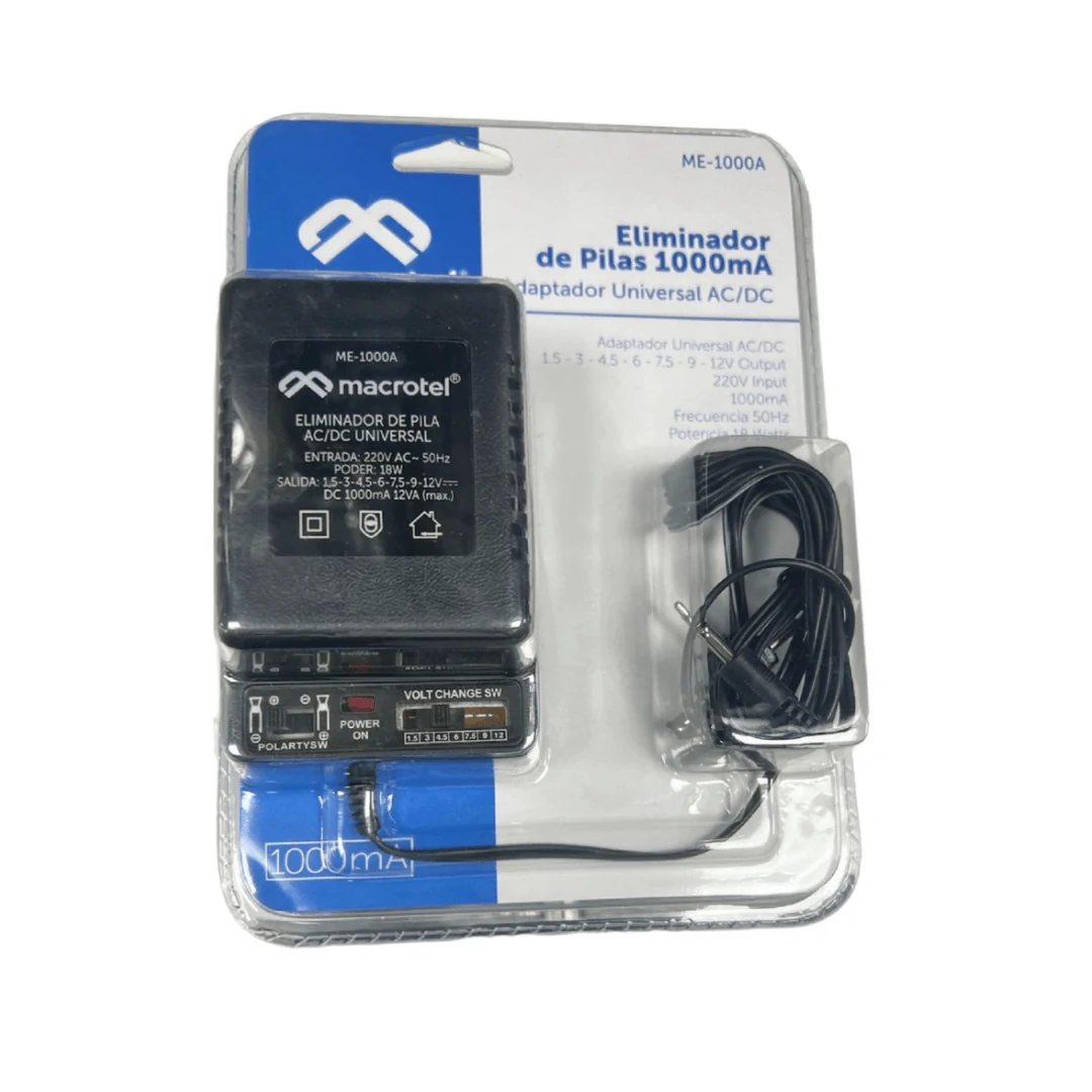 Eliminador De Pilas 1000ma- Adaptador Universal Ac/dc Macrotel. increible