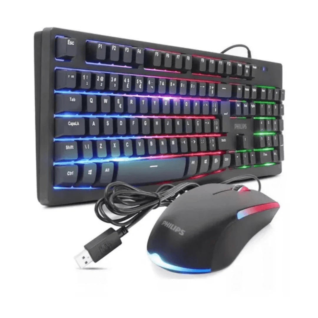 Kit Gamer Teclado + Mouse Philips Led C214bk Color Del Teclado Negro. INCREIBLE