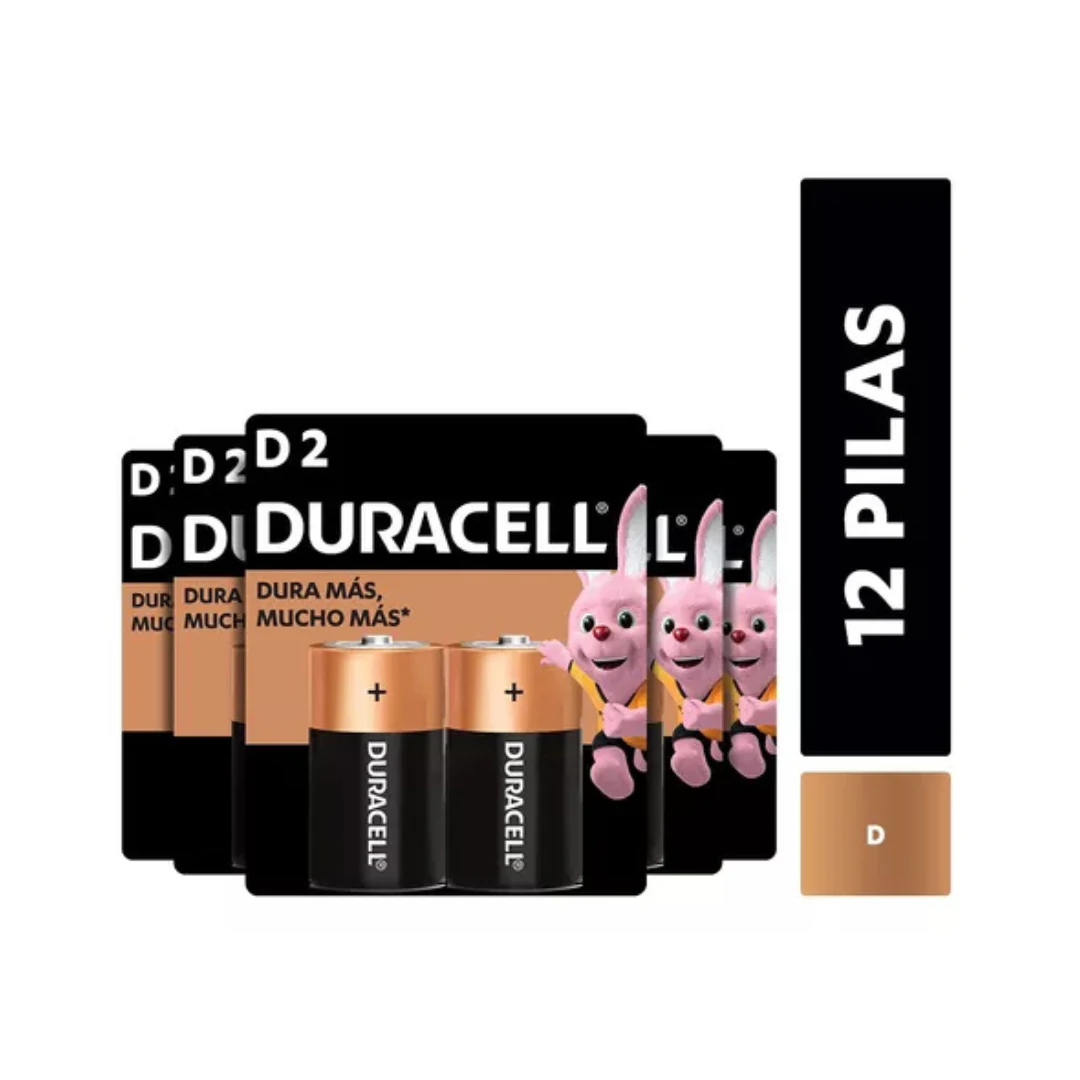 Pack 12 Pilas Alcalina Duracell Tamaño D 15000 Mah. increible