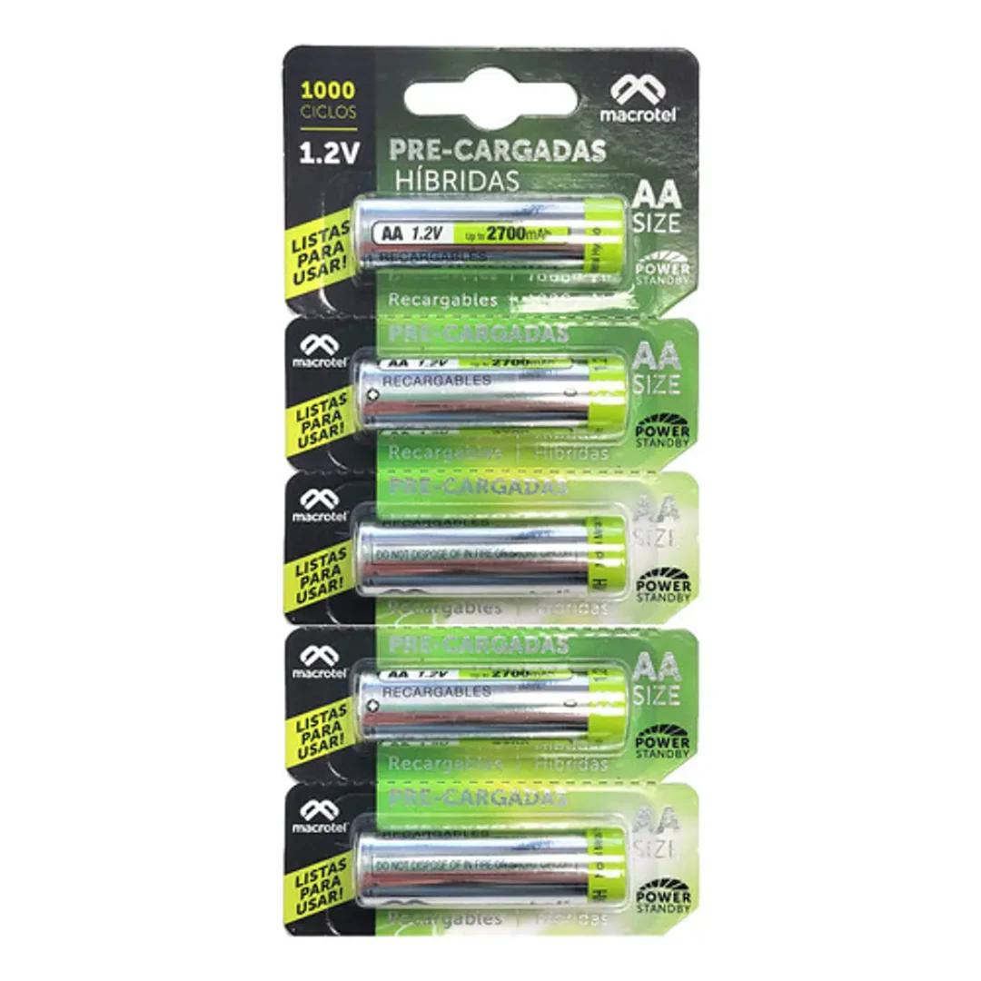 Pack 5 Pilas Recargables Aa 2700ma Macrotel. increible