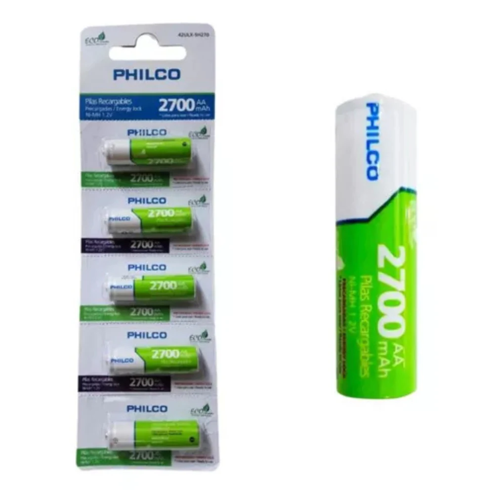 Pack de Pilas Recargables AAx5 Philco 2700mah: ¡Potencia Inigualable e Increíble!