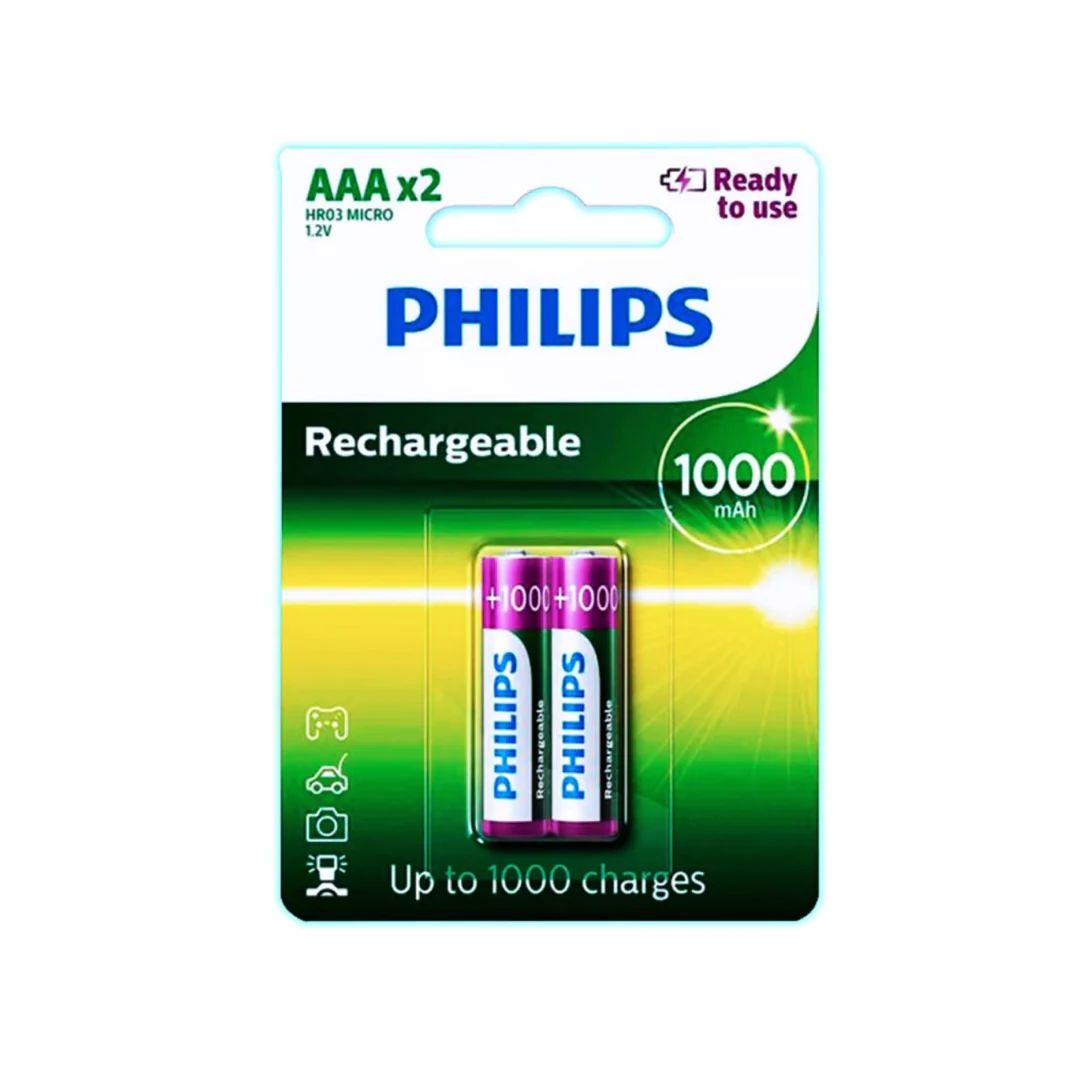 Philips Pila Recargable Ready Aaa 1000 Mah 2 Pcs. increible