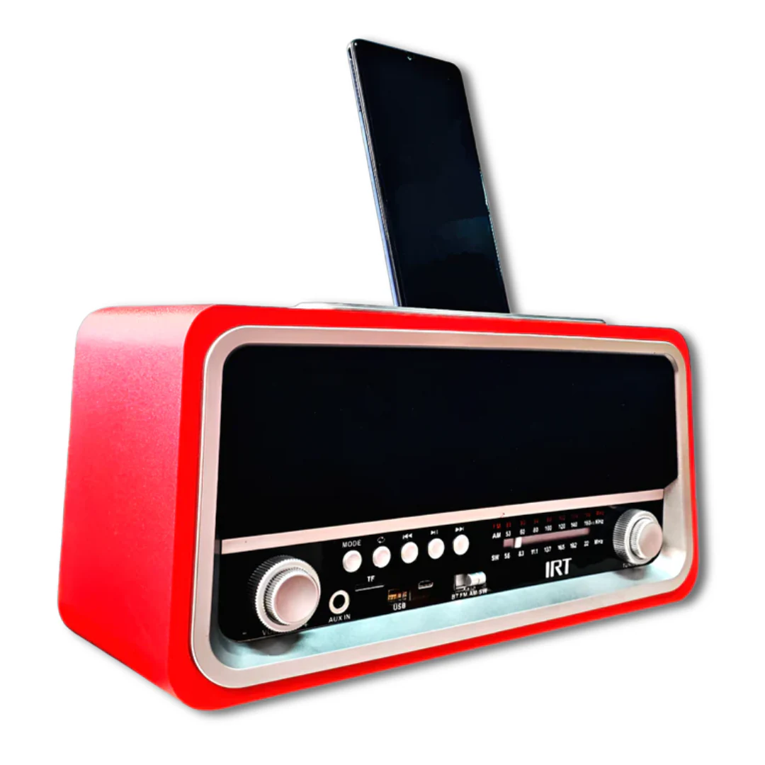 Parlante Retro Irt 06 Vintage Recargable Bt Radio Aux Sd Red. increible