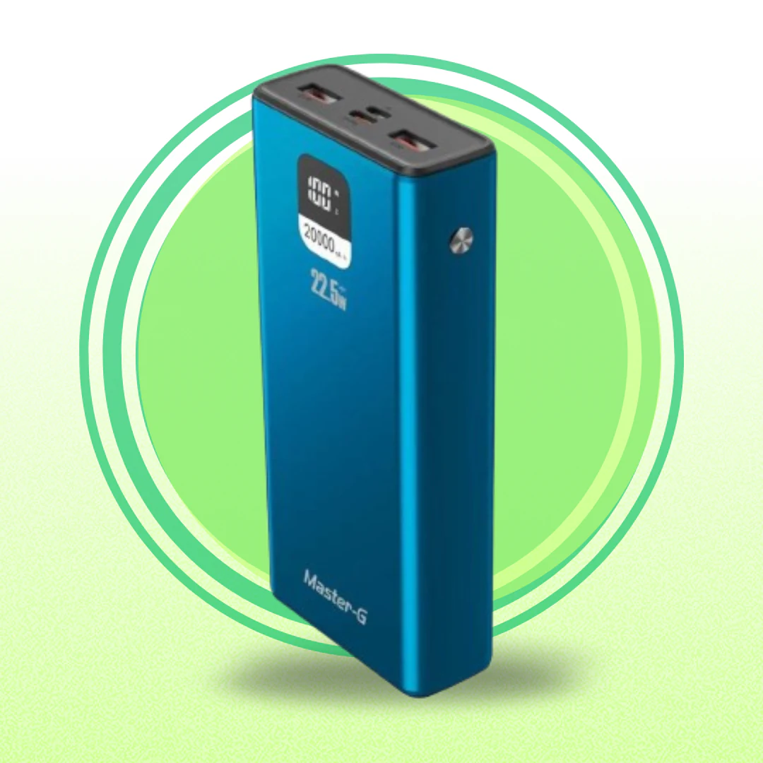 POWER BANK MASTER-G BATERIA EXTERNA 20000 MAH CARGA RAPIDA 22.5W  AZUL. INCREIBLE