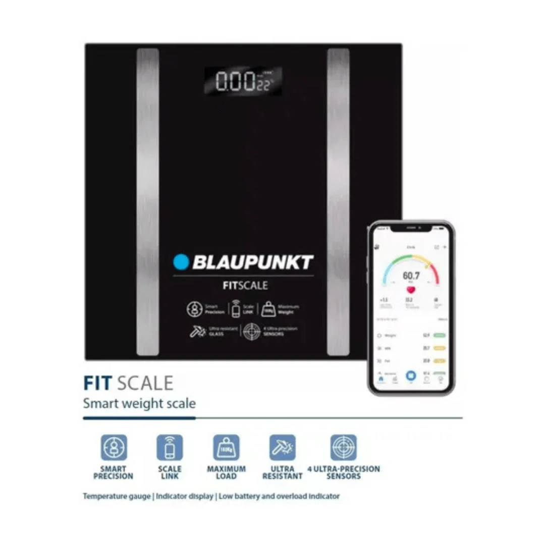 BALANZA DIGITAL BLAUPUNKT FIT SCALE 180K VIDRIO. INCREIBLE