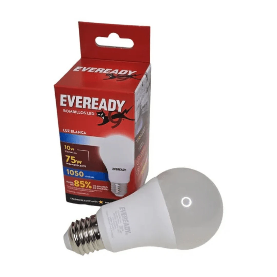 PACK DE AMPOLLETAS LED EVEREADY 75W LUZ BLANCA X 10 UNIDADES EV10A1050B-A