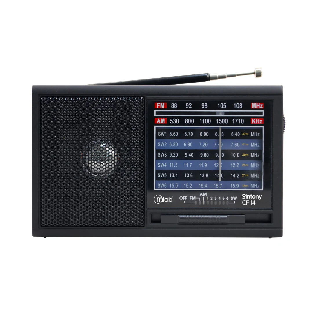 RADIO PORTATIL  RECARGABLE RETRO MICROLAB SINTONY CF-14 NEGRO