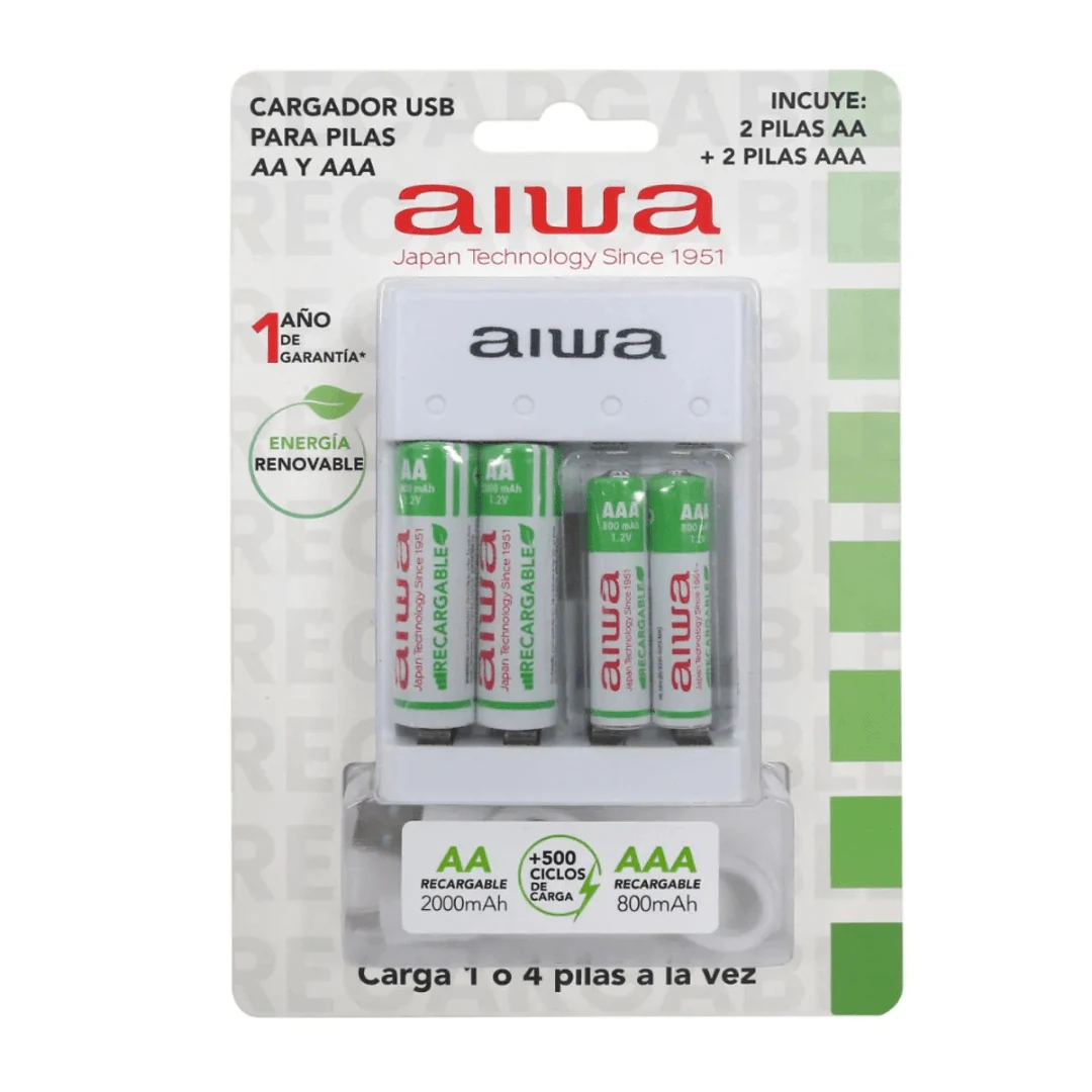 CARGADOR DE PILAS AA Y AAA AIWA BC-0905A BLANCO