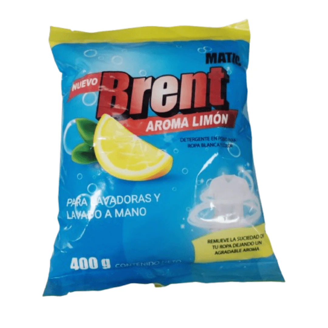 Brent Matic 400G: Increíble detergente en polvo Ropa Blanca & Color AROMA LIMÓN