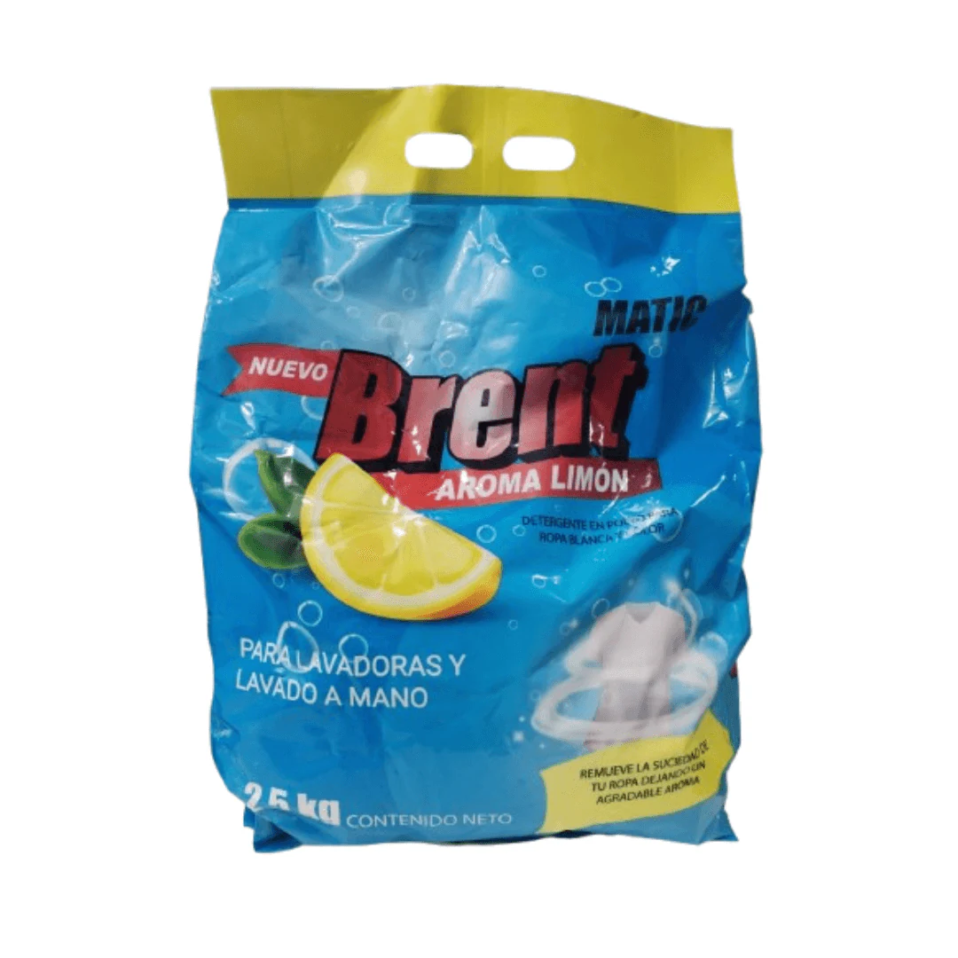 Brent Matic 2,5KG: Increíble detergente en polvo Ropa Blanca & Color AROMA LIMÓN