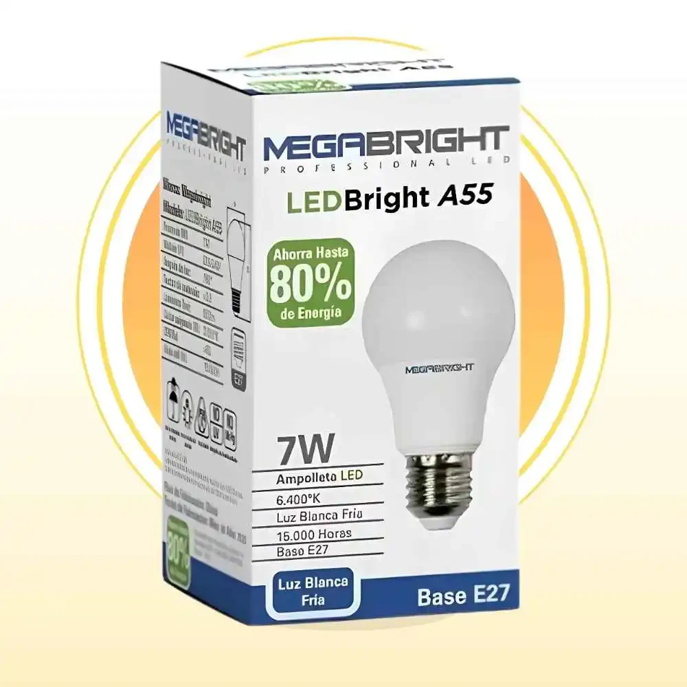 Ampolleta Led 7W E27 Luz Blanca Fría 6400K Megabright: Increíble para un Ahorro Real