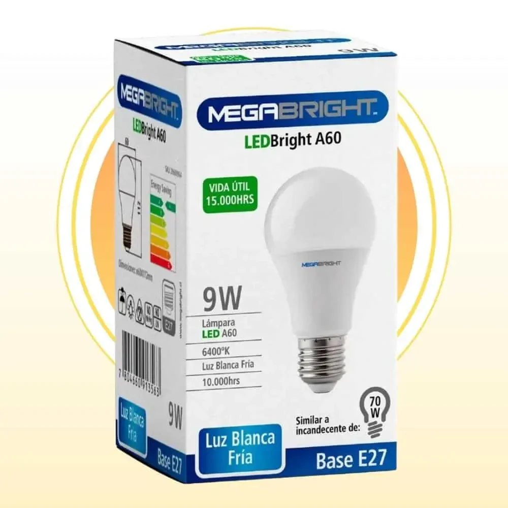 Ampolleta Led Megabright A60 9w: Iluminación Increíble