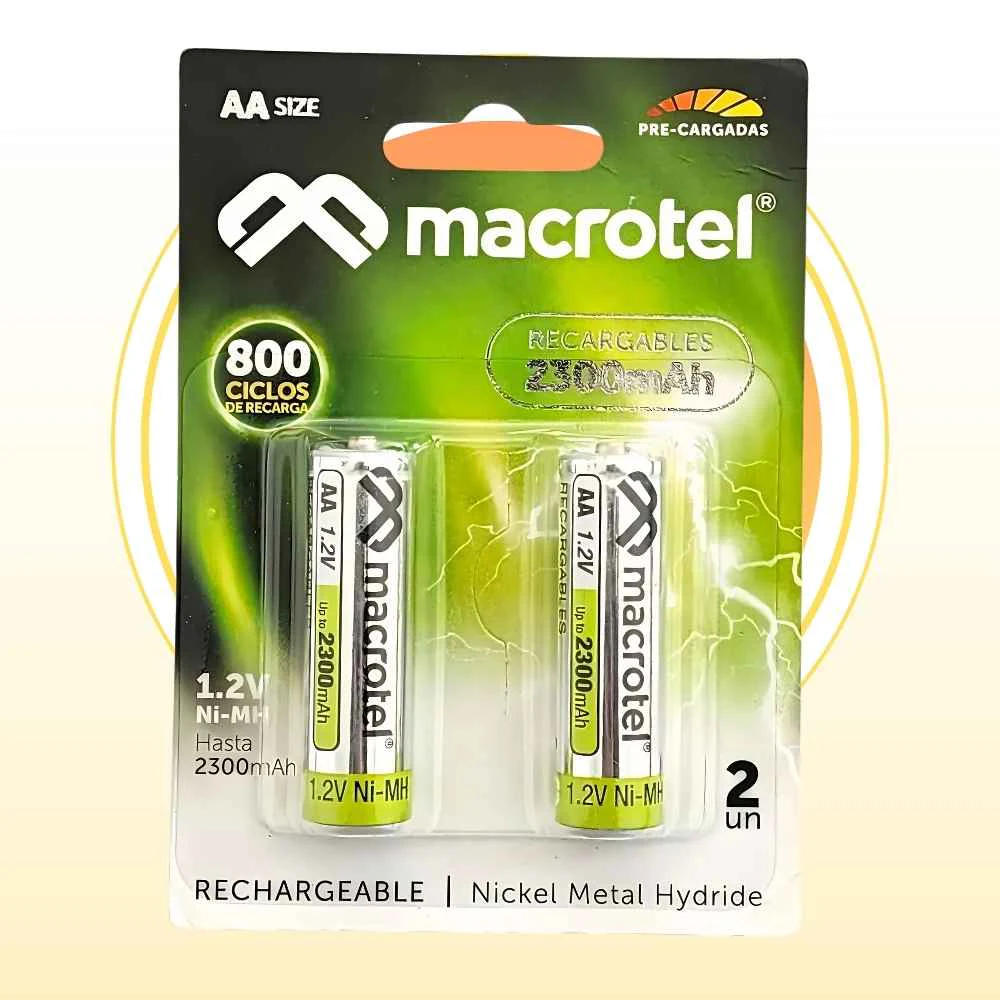 Pack 2 Pilas Recargables AA Macrotel 2300mAh: La Solución Increíble para Ahorro Total