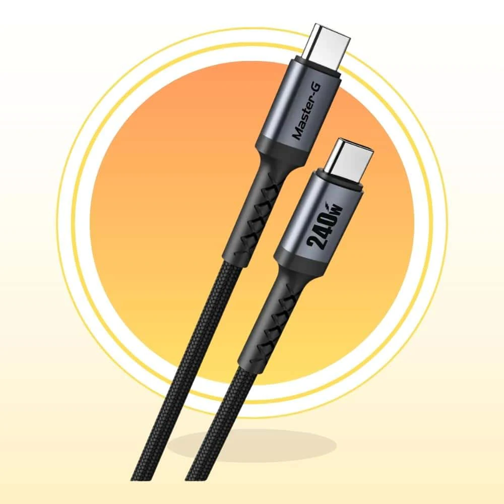Cable De Carga Rápida USB-C a C Antinudos 240W 1m De Largo Master-G: Increíble y Potente