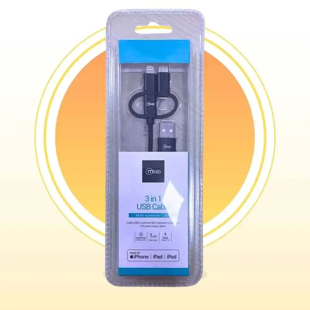 Microlab Cable 3 en 1 BLANCO: La Solución Definitiva y Universal para Carga Rápida Increíble