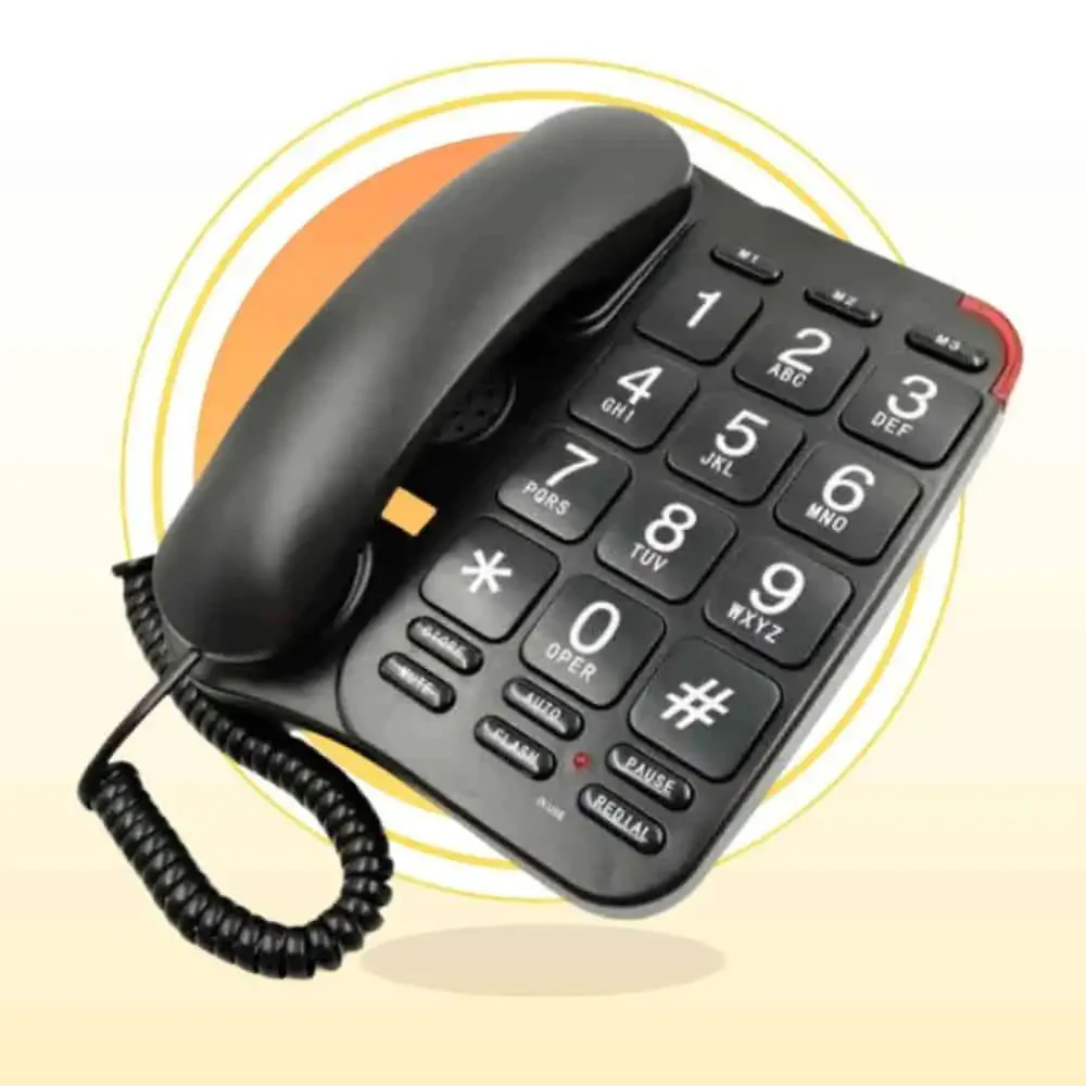 1 Teléfono Sobremesa Tecnolab Negro Increíble para Adulto Mayor