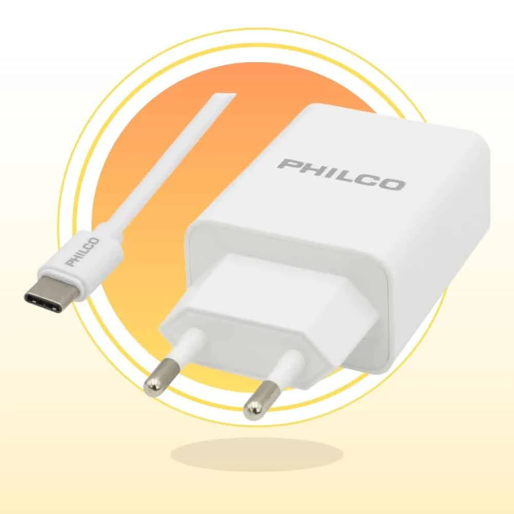 Cargador QC619 Carga Rápida Qualcomm 3.0 + Cable Tipo-C Philco Increíble