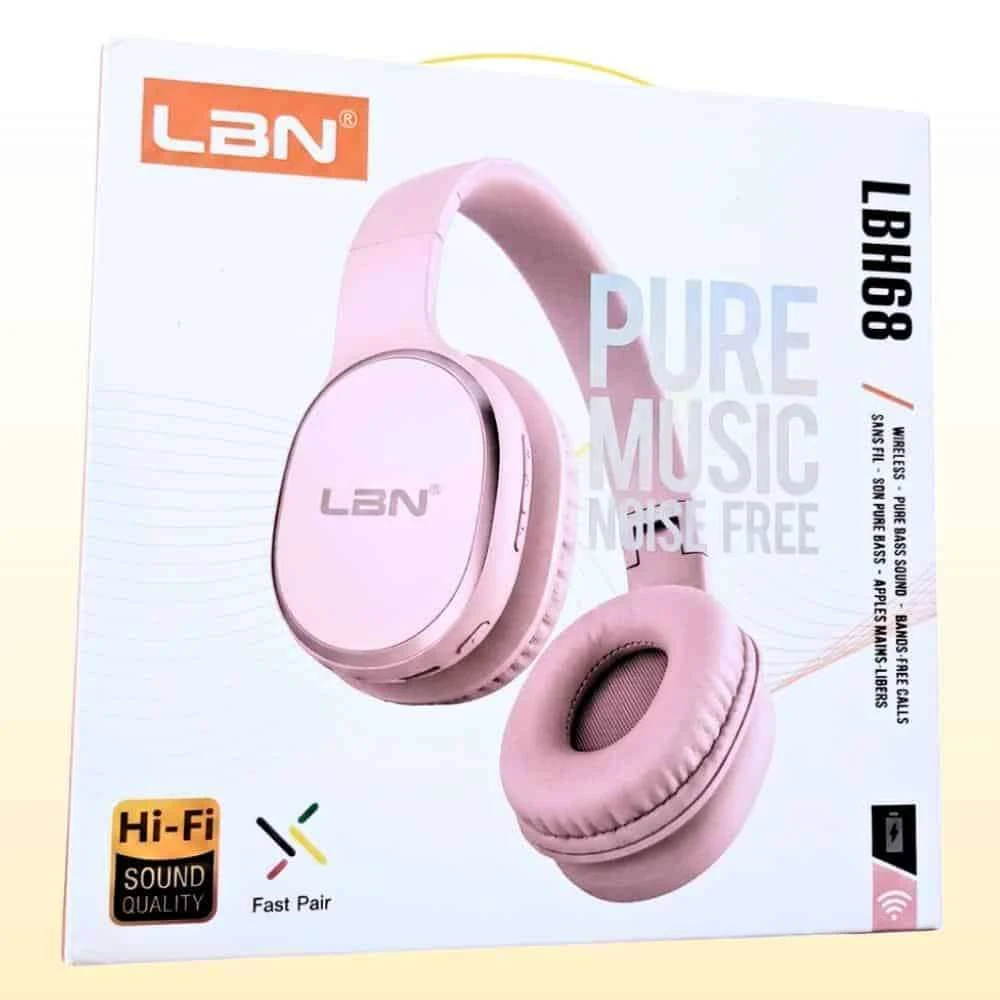 Audífono Inalámbrico Bluetooth LBN LBH68 Rosado Increíble
