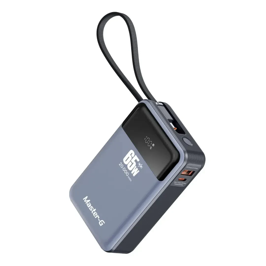 cargador portatil master G 20.000 mah 65w gris. increible